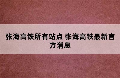 张海高铁所有站点 张海高铁最新官方消息